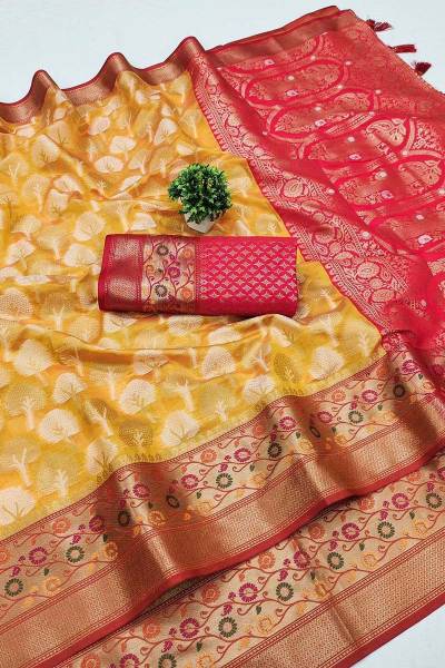 Meenakari Marvel Traditional Craftsmanship in Soft Organza Silk Saree Fancy Saree in Surat