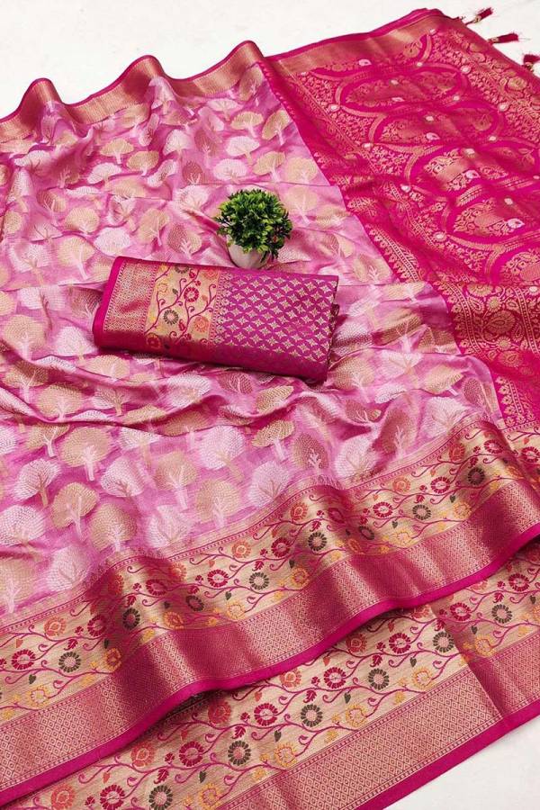 Meenakari Marvel Traditional Craftsmanship in Soft Organza Silk Saree Fancy Saree  in Surat