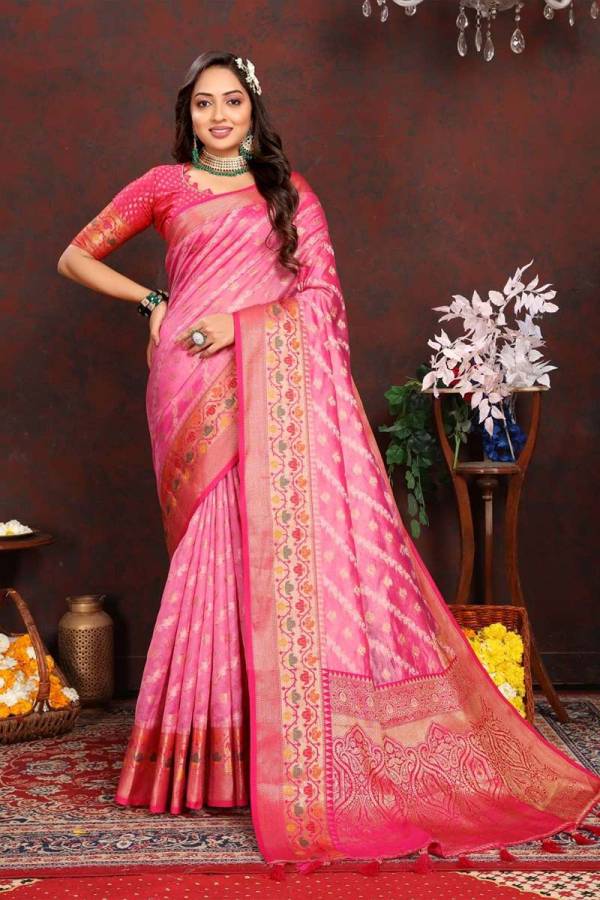 Meenakari Weaving Adorns Luxurious Organza Silk saree with fancy design  in Surat
