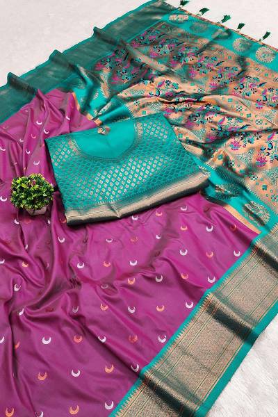 Meenakari Weaving Pethani Silk Saree with Elegant Paithani Border Desing Saree in Surat