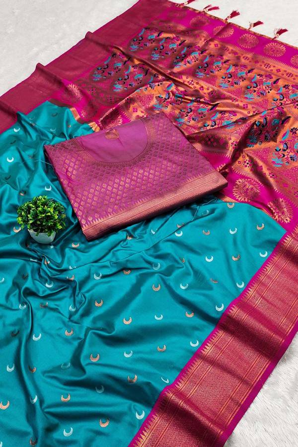 Meenakari Weaving Pethani Silk Saree with Elegant Paithani Border Desing Saree  in Surat
