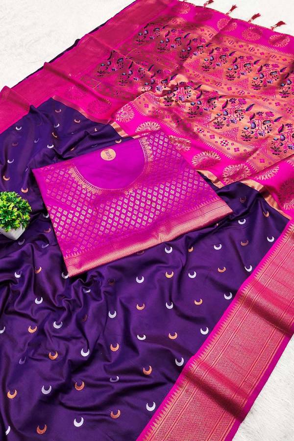 Meenakari Weaving Pethani Silk Saree with Elegant Paithani Border Desing Saree  in Surat