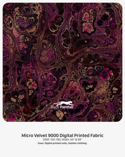 Micro Velvet 9000 Digital Printed Fabric GSM 150 to 180 Width 44 Inch and 58 Inch for Suits Clothing in Surat