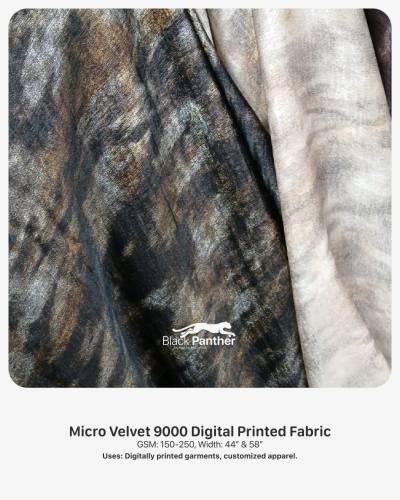 Micro Velvet 9000 Digital Printed Fabric GSM 150 to 250 Width 44 Inch and 58 Inch for Apparel in Surat