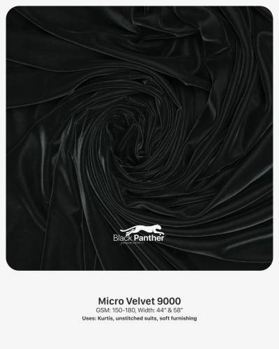 Micro Velvet 9000 Fabric GSM 150 to 180 Width 44 Inch and 58 Inch for Kurtis Suits and Furnishing in Surat