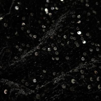 Midnight Glam Black Sequin Velvet Fabric 6.65 Meter Manufacturers in Guwahati
