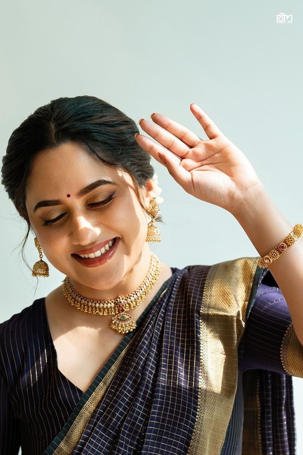 Midnight Indigo Banarasi Soft Silk Saree with Plain Body and Wide Gold Zari Border  in Surat