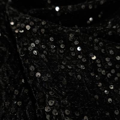 Midnight Spark Black Sequin Velvet Fabric 3 Meter in Surat