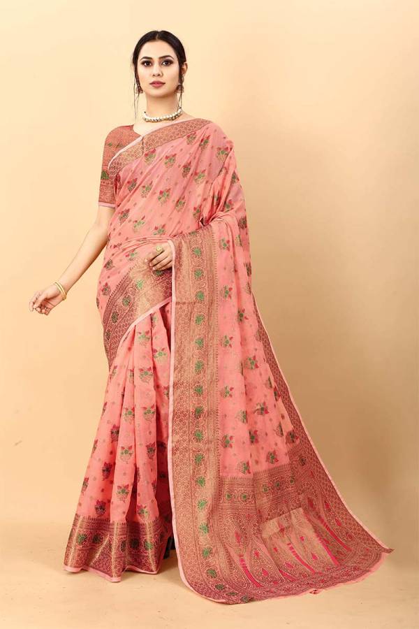 Minakari Weaving Design and Zari Weaving Rich Pallu Design Saree  in Surat