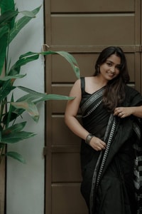 Monochrome Black and White Saree with Woven Temple Stripe Border and Striped Pallu  in Surat