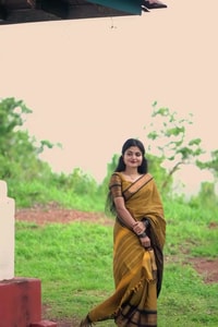 Mustard Gold Banarasi Saree with Black Striped Border and Woven Zari Pallu  in Surat video 1