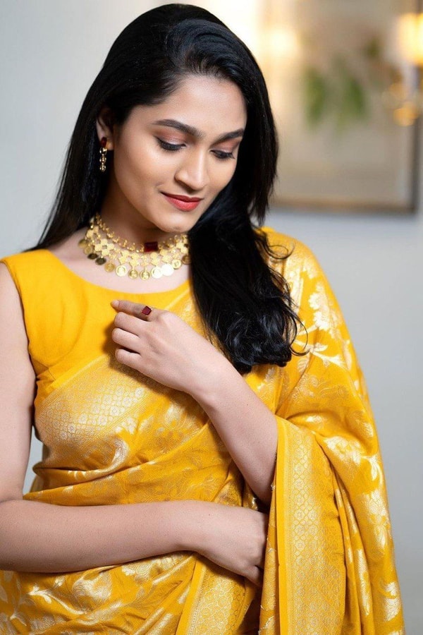 Mustard Yellow Banarasi Soft Silk Saree with All-Over Gold Floral Zari Jaal  in Surat