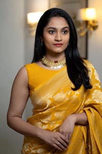 Mustard Yellow Banarasi Soft Silk Saree with All-Over Gold Floral Zari Jaal  in Surat