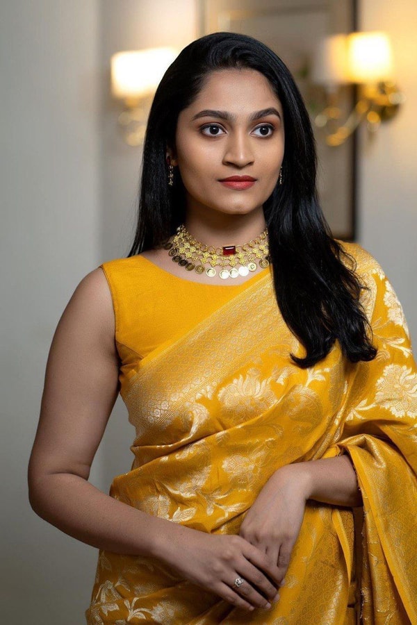Mustard Yellow Banarasi Soft Silk Saree with All-Over Gold Floral Zari Jaal  in Surat