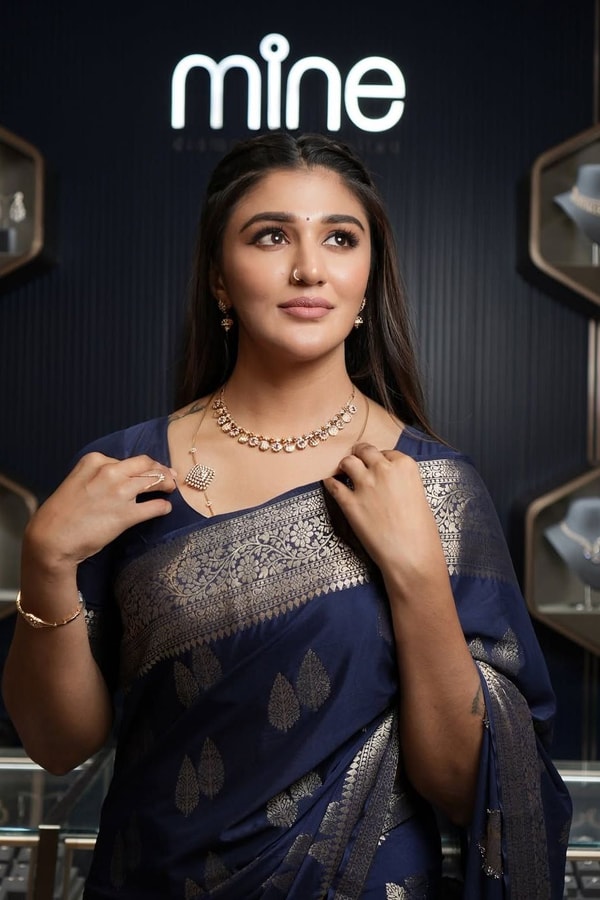 Navy Blue Banarasi Soft Silk Saree with Silver Zari Leaf Buttas and Silver-Grey Woven Pallu  in Surat