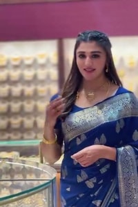 Navy Blue Banarasi Soft Silk Saree with Silver Zari Leaf Buttas and Silver-Grey Woven Pallu  in Surat video 2
