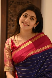 Navy Blue Striped Banarasi Soft Silk Saree with Red Zari Border and Contrast Red Pallu  in Surat