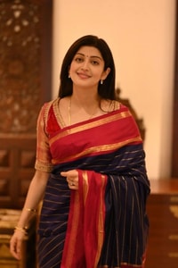Navy Blue Striped Banarasi Soft Silk Saree with Red Zari Border and Contrast Red Pallu  in Surat