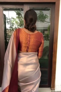 Off-White Banarasi Soft Silk Saree with Wide Copper Zari Border and Rich Copper Pallu  in Surat video 1
