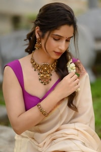 Off-White Kerala Style Banarasi Soft Silk Saree with Magenta Zari Border and Pinstripe Body  in Surat