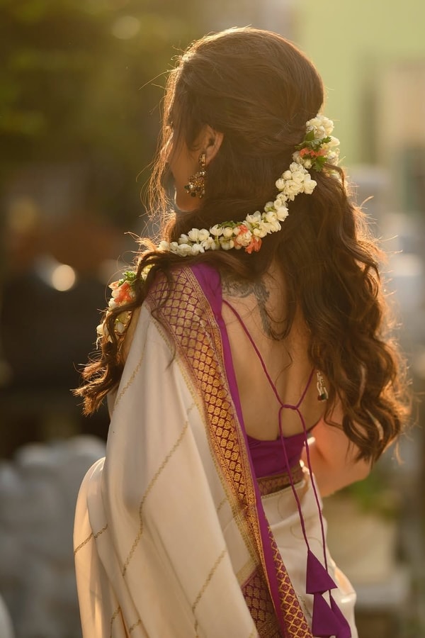 Off-White Kerala Style Banarasi Soft Silk Saree with Magenta Zari Border and Pinstripe Body  in Surat