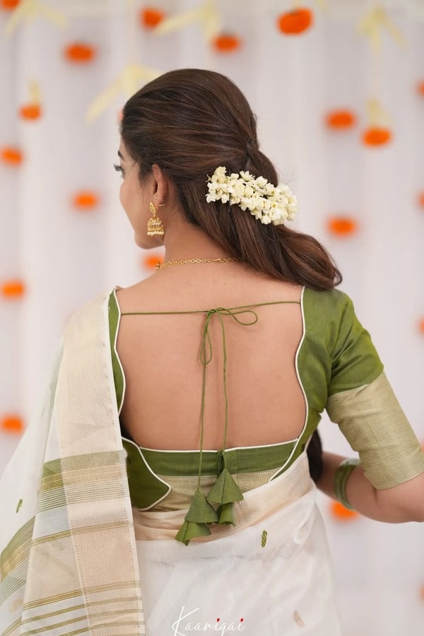 Off-White Saree with Silver Zari Contrast Border and Pallu in Green, Teal, Pink and Sky Blue  in Surat
