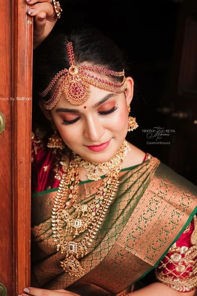 Olive Green Banarasi Soft Silk Saree with Copper Zari Jacquard Weave and Rich Pallu in Surat