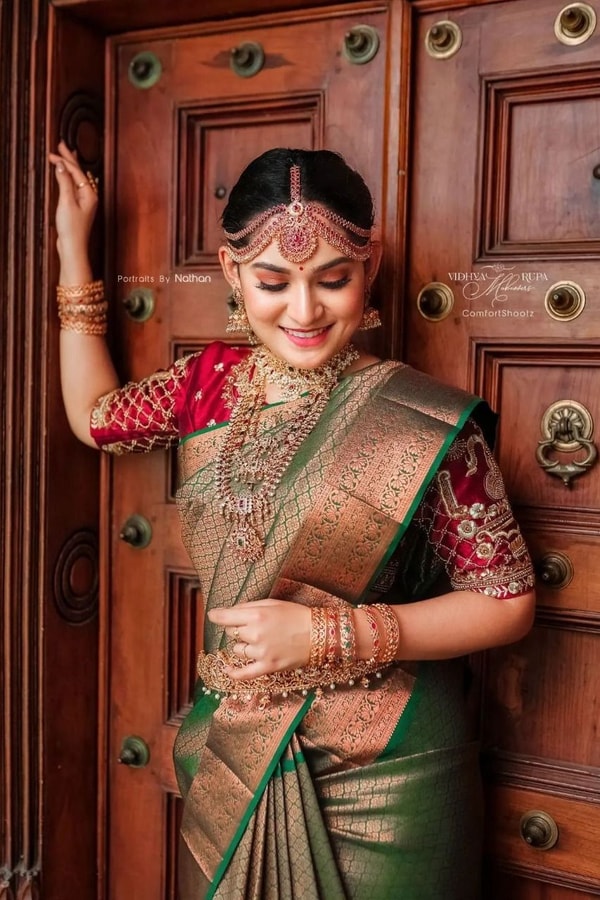 Olive Green Banarasi Soft Silk Saree with Copper Zari Jacquard Weave and Rich Pallu  in Surat