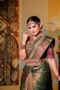Olive Green Banarasi Soft Silk Saree with Copper Zari Jacquard Weave and Rich Pallu  in Surat