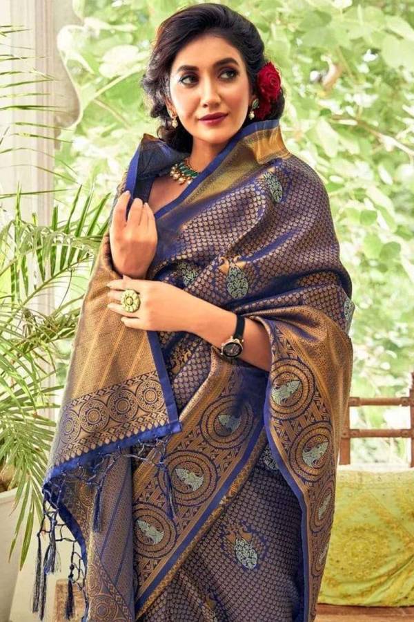 Opulent Golden Zari Saree: A Tapestry of Elegance and Intricacy Saree  in Surat