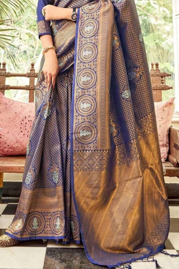 Opulent Golden Zari Saree: A Tapestry of Elegance and Intricacy Saree  in Surat