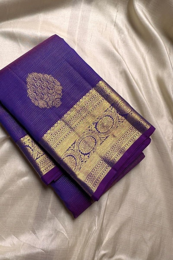 Paisley Butta Banarasi Soft Silk Saree with Wide Gold Zari Border in Four Jewel Tones  in Surat