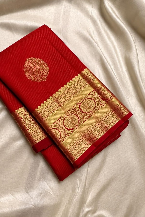 Paisley Butta Banarasi Soft Silk Saree with Wide Gold Zari Border in Four Jewel Tones  in Surat