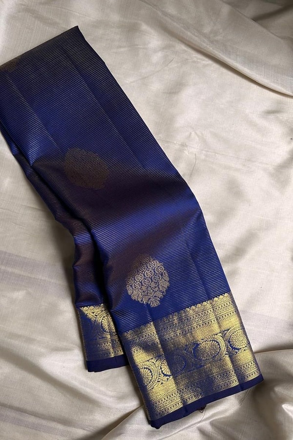 Paisley Butta Banarasi Soft Silk Saree with Wide Gold Zari Border in Four Jewel Tones  in Surat