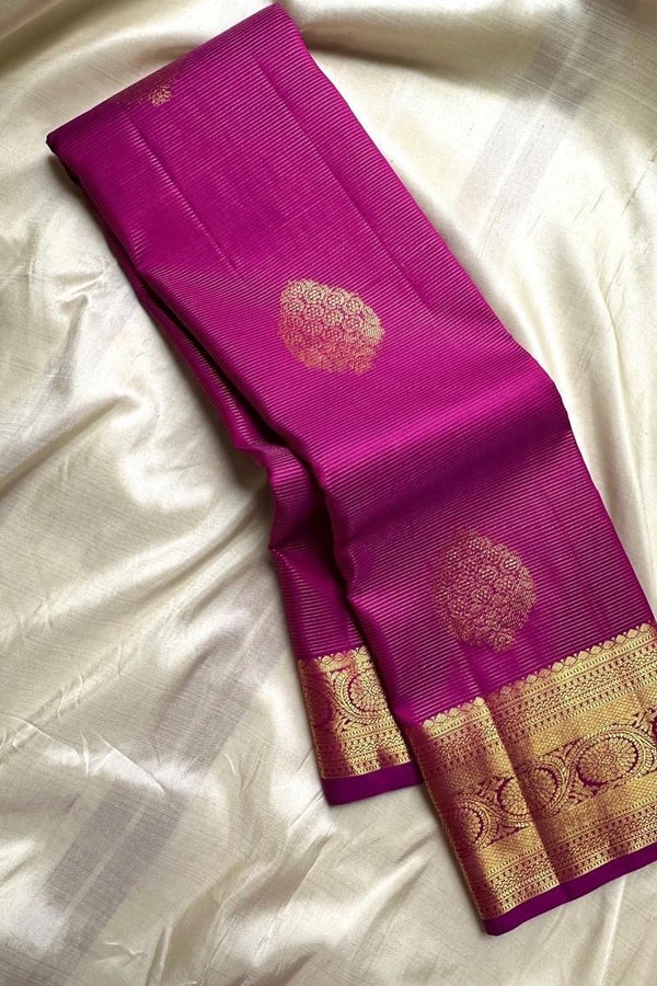 Paisley Butta Banarasi Soft Silk Saree with Wide Gold Zari Border in Four Jewel Tones  in Surat