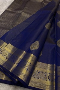 Paisley Butta Banarasi Soft Silk Saree with Wide Gold Zari Border in Four Jewel Tones  in Surat