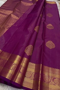 Paisley Butta Banarasi Soft Silk Saree with Wide Gold Zari Border in Four Jewel Tones  in Surat