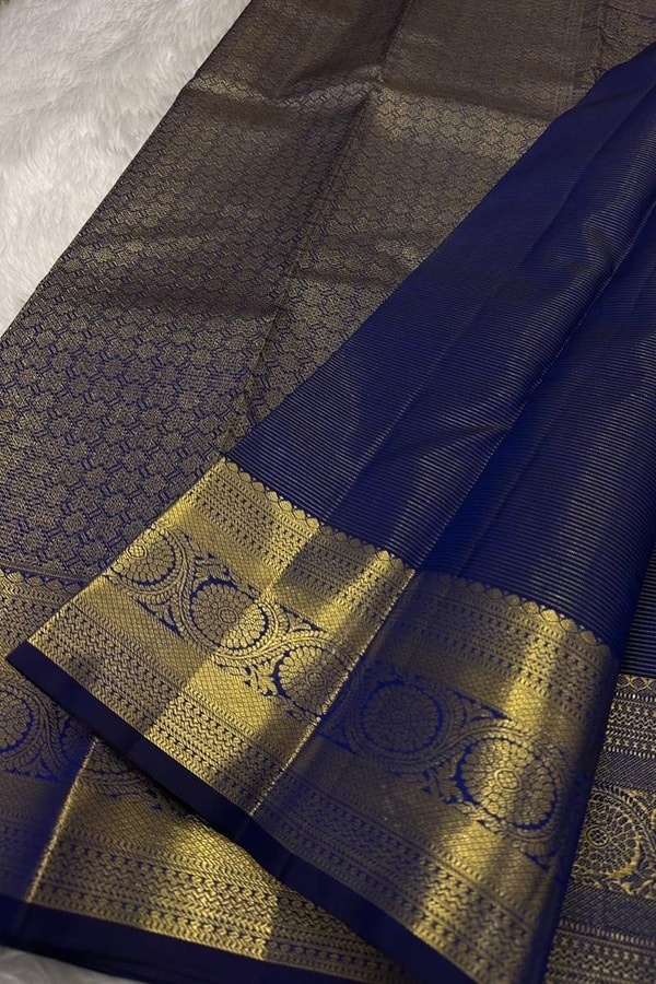 Paisley Butta Banarasi Soft Silk Saree with Wide Gold Zari Border in Four Jewel Tones  in Surat