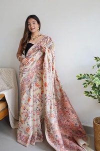 Pashmina Kachi Work Kashmiri Weave Banarasi Soft Silk Saree with Rich Pallu and Running Blouse  in Surat