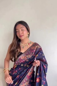 Pashmina Kachi Work Kashmiri Weave Banarasi Soft Silk Saree with Rich Pallu and Running Blouse  in Surat video 1