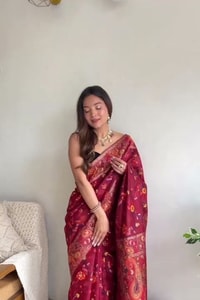 Pashmina Kachi Work Kashmiri Weave Banarasi Soft Silk Saree with Rich Pallu and Running Blouse  in Surat video 3