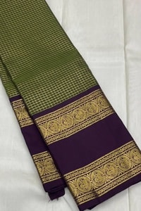 Pastel Checked Banarasi Soft Silk Saree with Contrast Dark Wine Zari Border in Five Shades  in Surat
