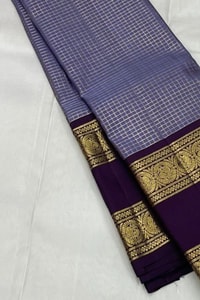Pastel Checked Banarasi Soft Silk Saree with Contrast Dark Wine Zari Border in Five Shades  in Surat