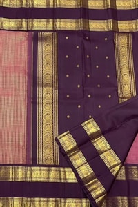 Pastel Checked Banarasi Soft Silk Saree with Contrast Dark Wine Zari Border in Five Shades  in Surat