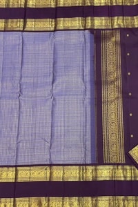 Pastel Checked Banarasi Soft Silk Saree with Contrast Dark Wine Zari Border in Five Shades  in Surat