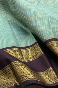 Pastel Checked Banarasi Soft Silk Saree with Contrast Dark Wine Zari Border in Five Shades  in Surat