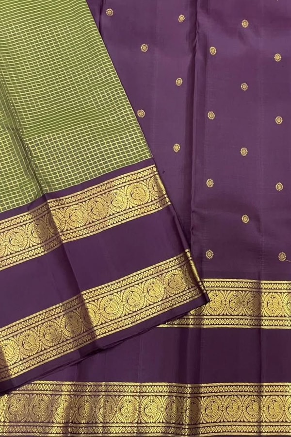 Pastel Checked Banarasi Soft Silk Saree with Contrast Dark Wine Zari Border in Five Shades  in Surat