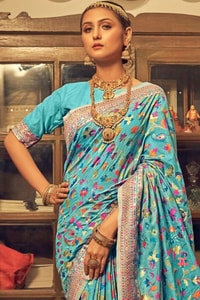 Pastel Kashmiri Weaving Banarasi Soft Silk Saree with Pure Zari Work  in Surat