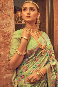 Pastel Kashmiri Weaving Banarasi Soft Silk Saree with Pure Zari Work  in Surat