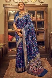 Pastel Kashmiri Weaving Banarasi Soft Silk Saree with Pure Zari Work  in Surat